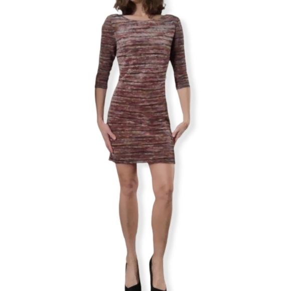 As U Wish Rainbow Space-Dye Scoop Back Bodycon Mini Dress | Women’s Small - Picture 7 of 16